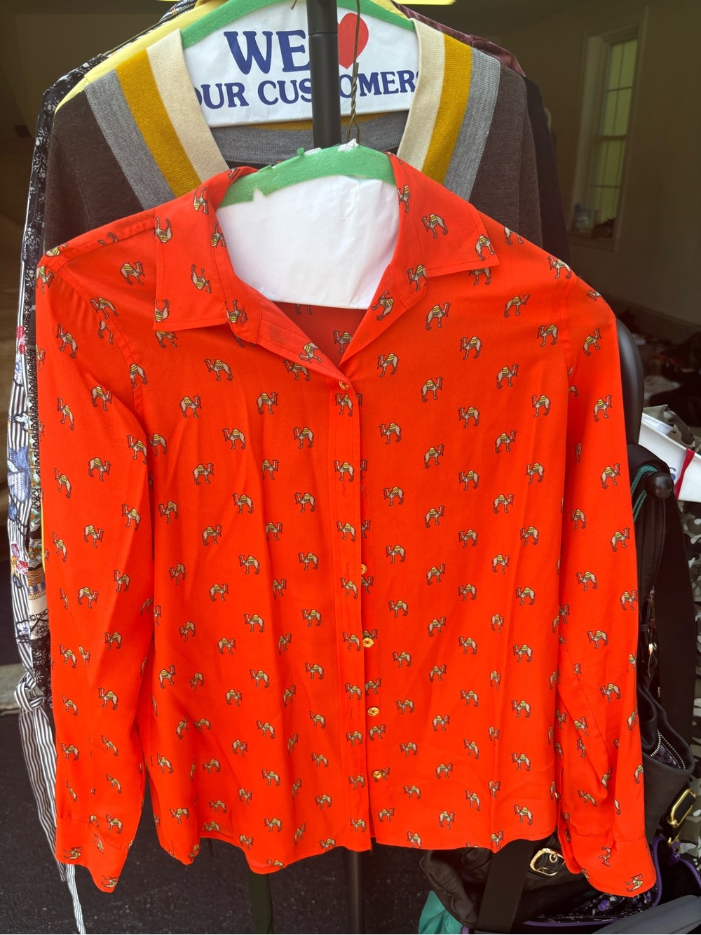 Silk Blouse with Camel Print
